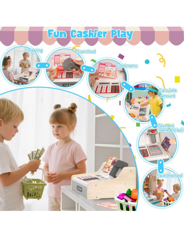 Registradora de Madera Recargable Maysida con Escáner y Accesorios