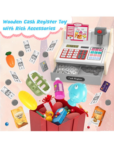 Registradora de Madera Recargable Maysida con Escáner y Accesorios