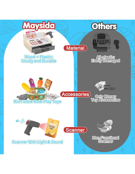 Registradora de Madera Recargable Maysida con Escáner y Accesorios