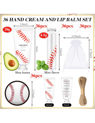 Set de Balsamo Labial y Crema de Manos Béisbol Heigble 144 Pcs