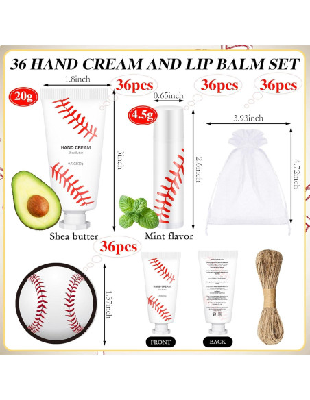Set de Balsamo Labial y Crema de Manos Béisbol Heigble 144 Pcs