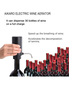 Aireador de Vino Eléctrico AIKARO Set con Sacacorchos y Tapón 2