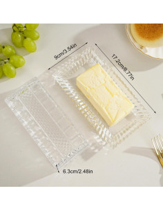 Plato de Mantequilla de Vidrio PYVYLO 17.5 cm con Tapa 2