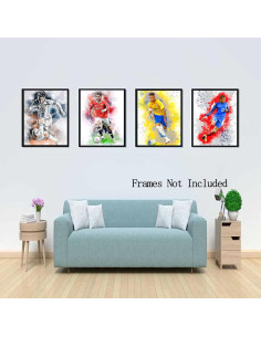 Impresiones de Arte en Lienzo Acuarela Fútbol Nidemao Set 4 - 30x38 cm 2