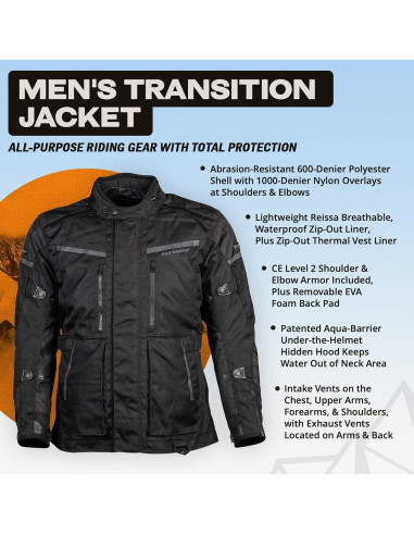 Chaqueta de Moto Tourmaster Transition Hombre Negra Talla S