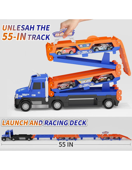 Pista de Carreras SJIADA 139,7 cm 6 Coches Metal Luces Sonidos