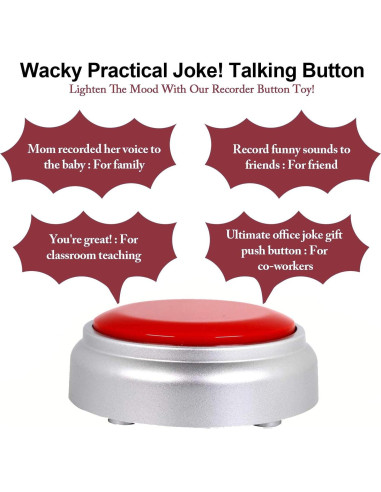 Botón Grabador de Sonido 30 Segundos Cover RM5-WR Rojo Plata