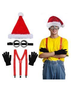 Accesorios de Disfraz de Navidad BUUFAN - Gafas, Sombrero, Guantes