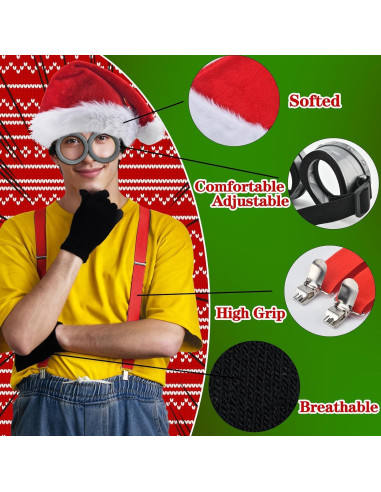 Accesorios de Disfraz de Navidad BUUFAN - Gafas, Sombrero, Guantes