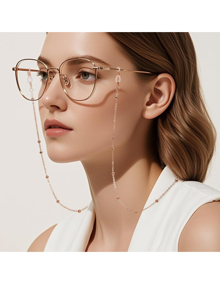Cadenas de Gafas con Cuentas para Mujeres - Oro Rosa y Plata
