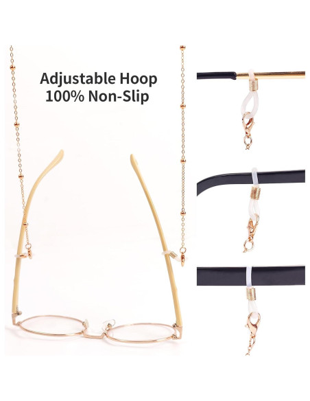 Cadenas de Gafas con Cuentas para Mujeres - Oro Rosa y Plata
