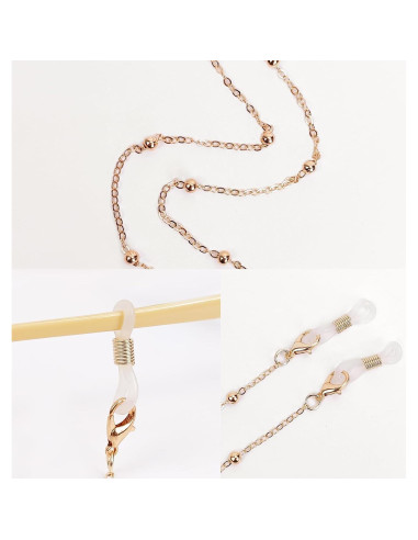 Cadenas de Gafas con Cuentas para Mujeres - Oro Rosa y Plata