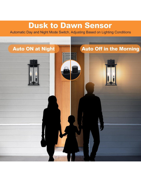 Luz de Pared Exterior SIAFAVOI 16cm Negra con Sensor