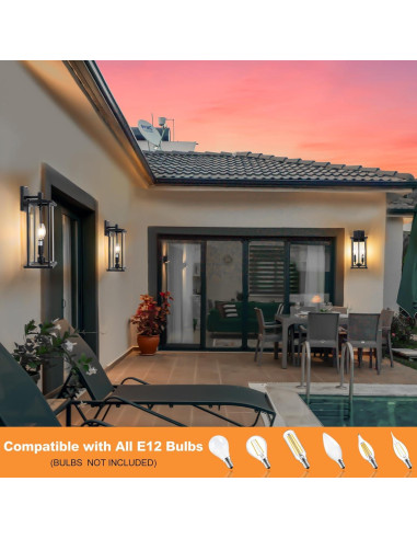 Luz de Pared Exterior SIAFAVOI 16cm Negra con Sensor