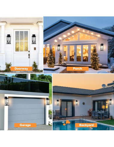 Luz de Pared Exterior SIAFAVOI 16cm Negra con Sensor