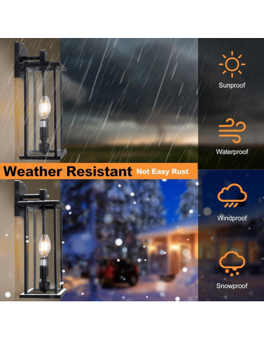 Luz de Pared Exterior SIAFAVOI 16cm Negra con Sensor