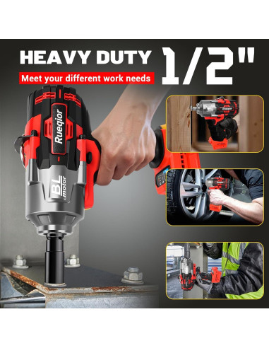 Llave de impacto inalámbrica 1/2" Rueqior 2000N.m para Milwaukee