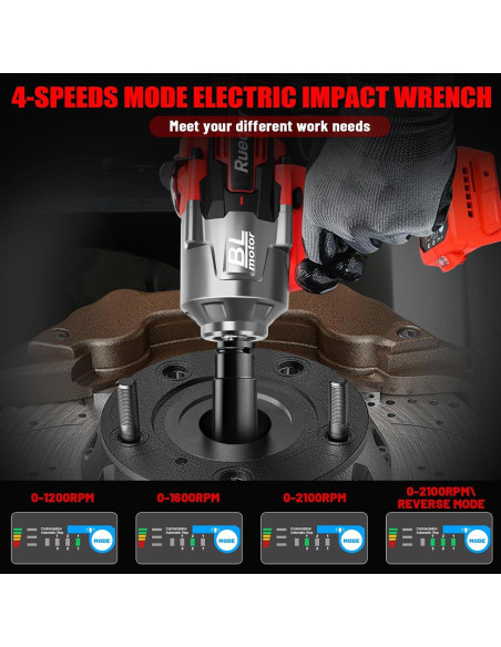 Llave de impacto inalámbrica 1/2" Rueqior 2000N.m para Milwaukee