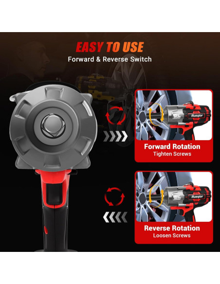 Llave de impacto inalámbrica 1/2" Rueqior 2000N.m para Milwaukee