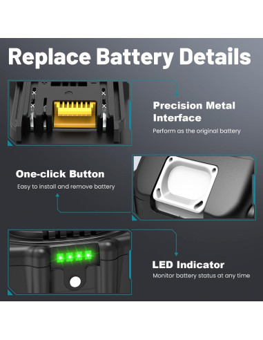 Paquete de 4 Baterías de Litio 18V 6000mAh Djsanu para Makita