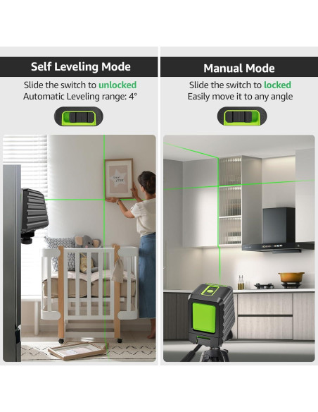 Nivel láser autolevelante Huepar BOX-1G 150ft verde 360