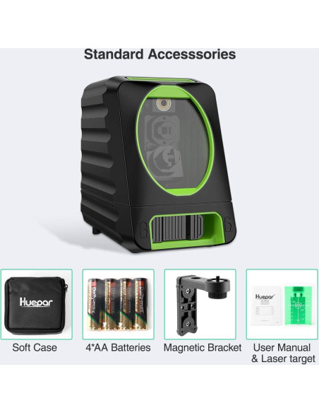 Nivel láser autolevelante Huepar BOX-1G 150ft verde 360