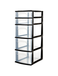 Torre de Cajones HOMZ 5 Niveles Organizador Plástico Negro