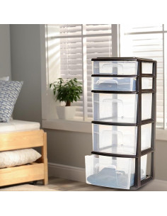 Torre de Cajones HOMZ 5 Niveles Organizador Plástico Negro 2