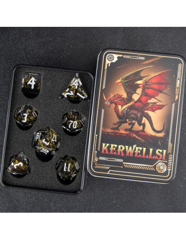 Juego de Dados de Resina DND Kerwells - 7 Piezas con Estuche