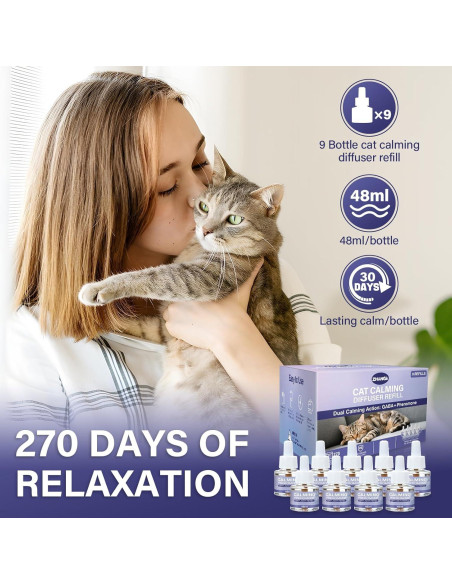 Recarga Difusor Calmante para Gatos 9 Botellas 48ml - Alivio Estrés