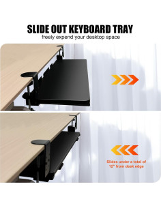 Bandeja de Teclado Extraíble GISGOO 67.3x24.1cm Negra 2