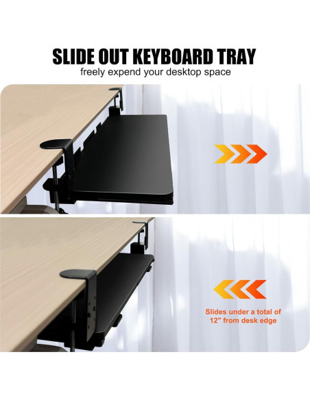Bandeja de Teclado Extraíble GISGOO 67.3x24.1cm Negra