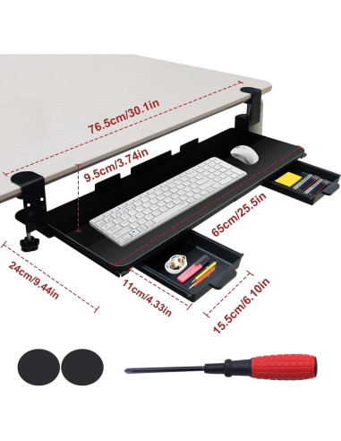 Bandeja de Teclado Extraíble GISGOO 67.3x24.1cm Negra
