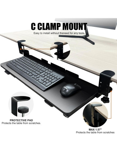 Bandeja de Teclado Extraíble GISGOO 67.3x24.1cm Negra