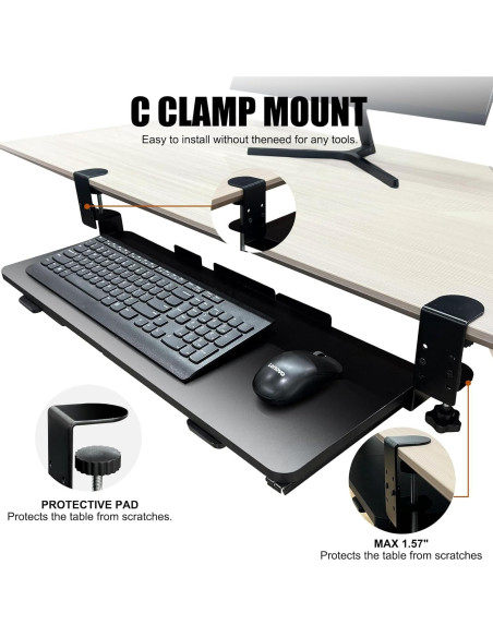 Bandeja de Teclado Extraíble GISGOO 67.3x24.1cm Negra