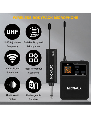 Sistema de micrófono lavalier inalámbrico MICNAUX X-108 80m