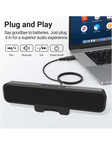 Altavoces Inwa MZ-631 USB para Computadora con Clip y Bajo Mejorado