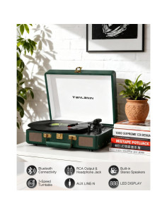 Reproductor de Vinilo Bluetooth TANLANIN TE-2026 Verde Oscuro 2