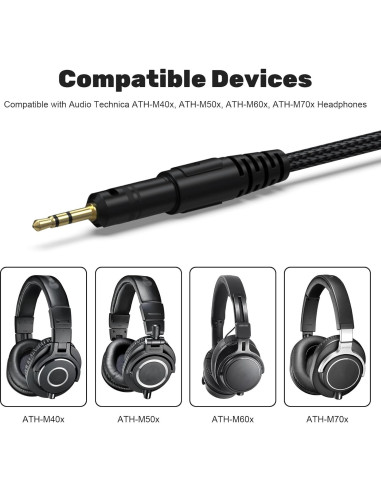 Cable de audio USB C a 2.5mm Puiixur para auriculares Audio Technica