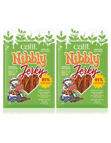 Golosinas para Gatos Catit Nibbly Jerky Pollo y Pescado 60g