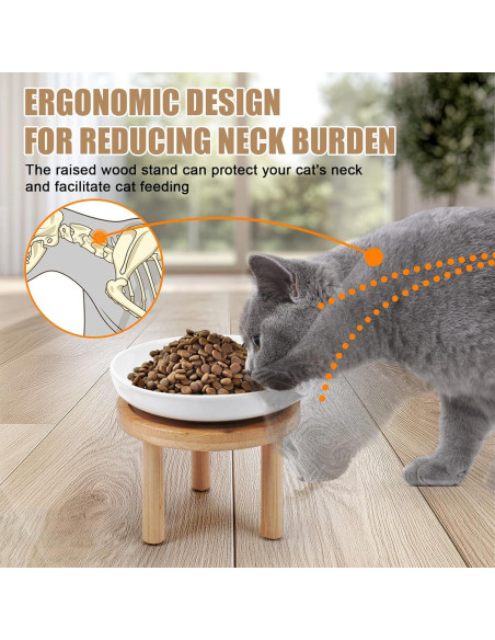 Cuencos Elevados para Gatos Lfpkixise con Soporte de Bambú 17.8cm