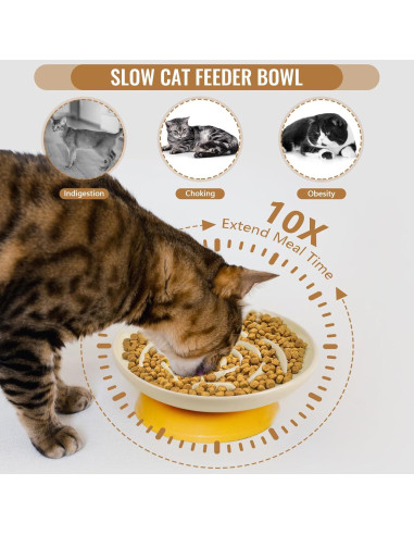 Cuencos Elevados para Gatos Lfpkixise con Soporte de Bambú 17.8cm