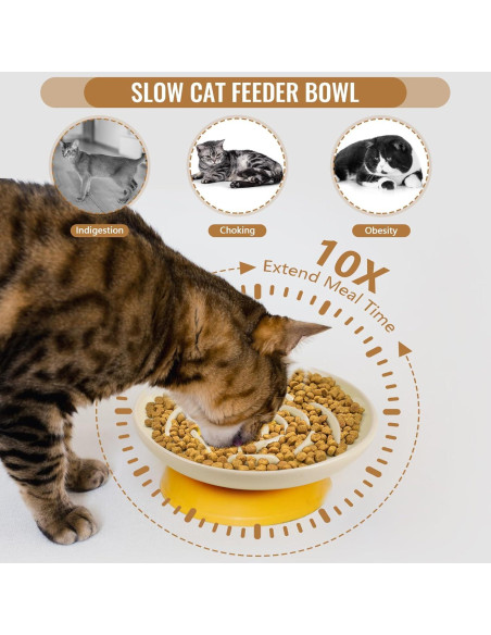 Cuencos Elevados para Gatos Lfpkixise con Soporte de Bambú 17.8cm