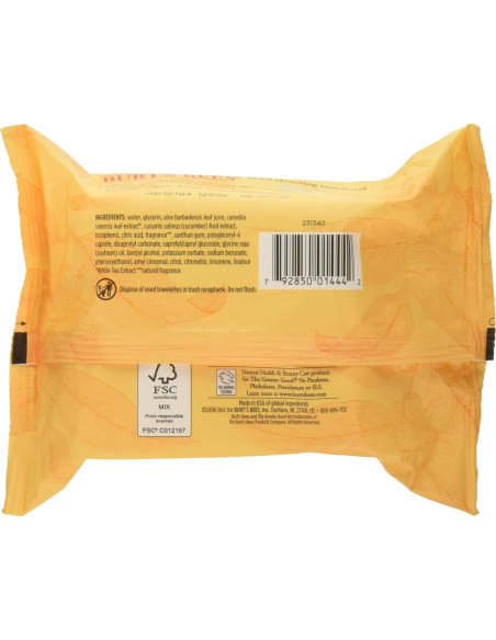 Toallitas Desmaquillantes Faciales Burt's Bees Té Blanco 30 Unidades