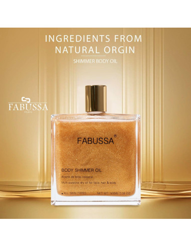 Aceite Brillante Fabussa 100 ml - Iluminador Hidratante para Piel y Cabello