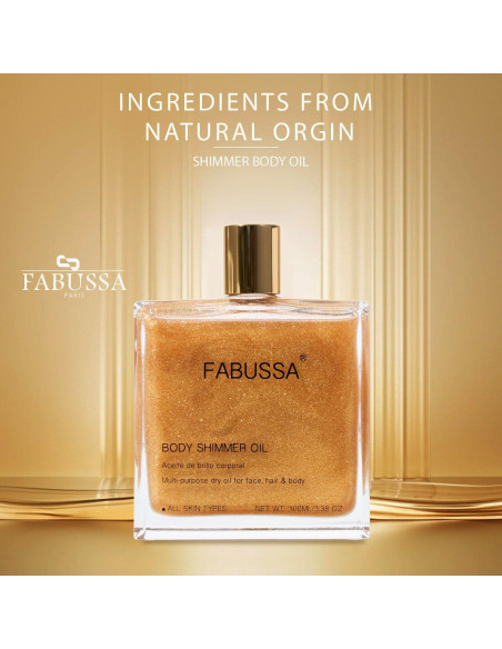 Aceite Brillante Fabussa 100 ml - Iluminador Hidratante para Piel y Cabello