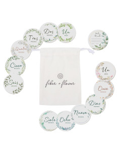 Discos de Hitos Mensuales para Bebés Fiber + Flower - 12 Piezas de Madera