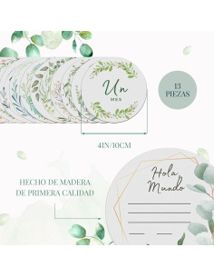 Discos de Hitos Mensuales para Bebés Fiber + Flower - 12 Piezas de Madera 2