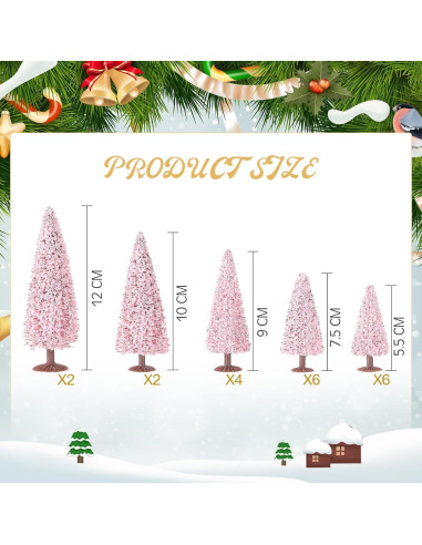 20 Árboles de Modelo de Navidad Skylety 5.5-12 cm Rosa