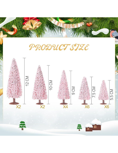 20 Árboles de Modelo de Navidad Skylety 5.5-12 cm Rosa